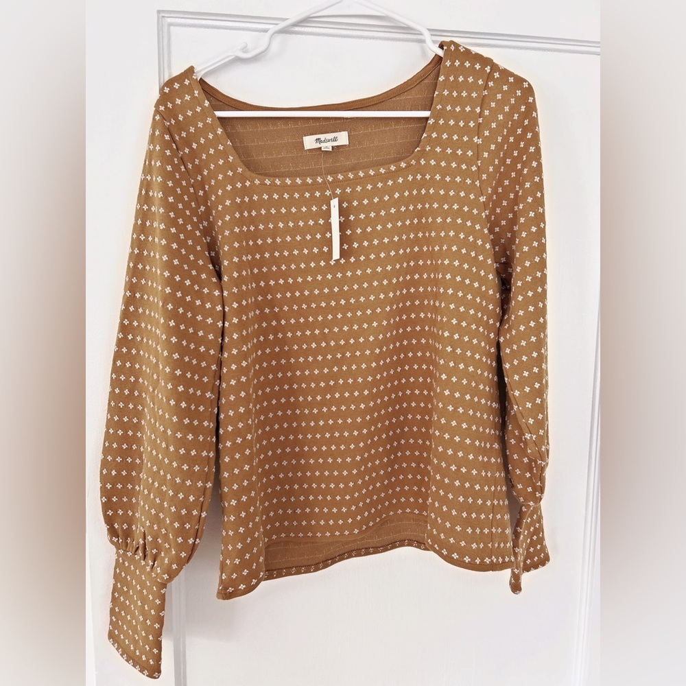 Madewell Floral Jaquared Square Neck Top